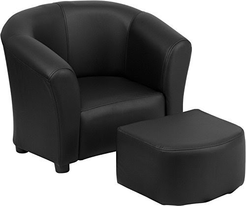 Flash Furniture HR-18-GG Kids Chair and Footstool, Black