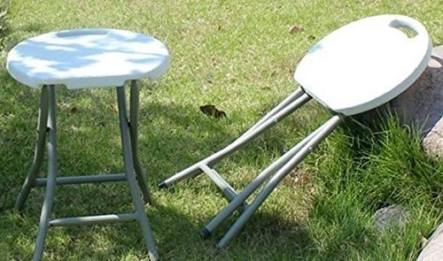 Heavy Duty - Light Weight - Metal and White Plastic Folding Stool - 400lb Capacity - Exclusively by Blowout Bedding RN# 142035
