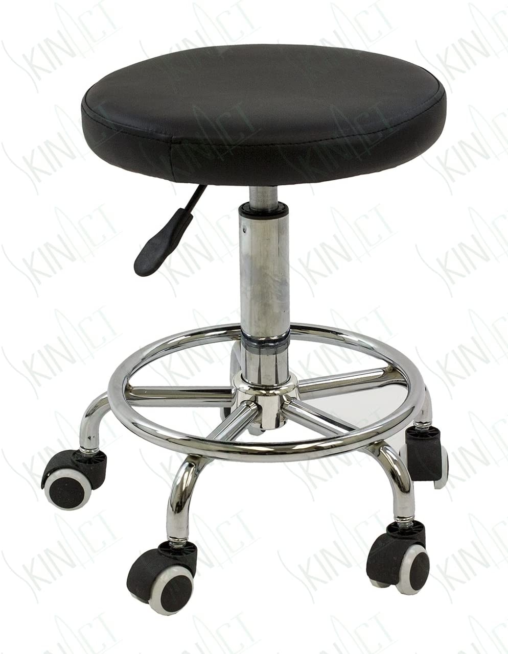 Hydraulic Stool Multi-purpose Black Hydraulic Adjustable Rolling Stool w/ Foot Rest for Massage Tables, Examination Tables, Office, Medical and Home Use