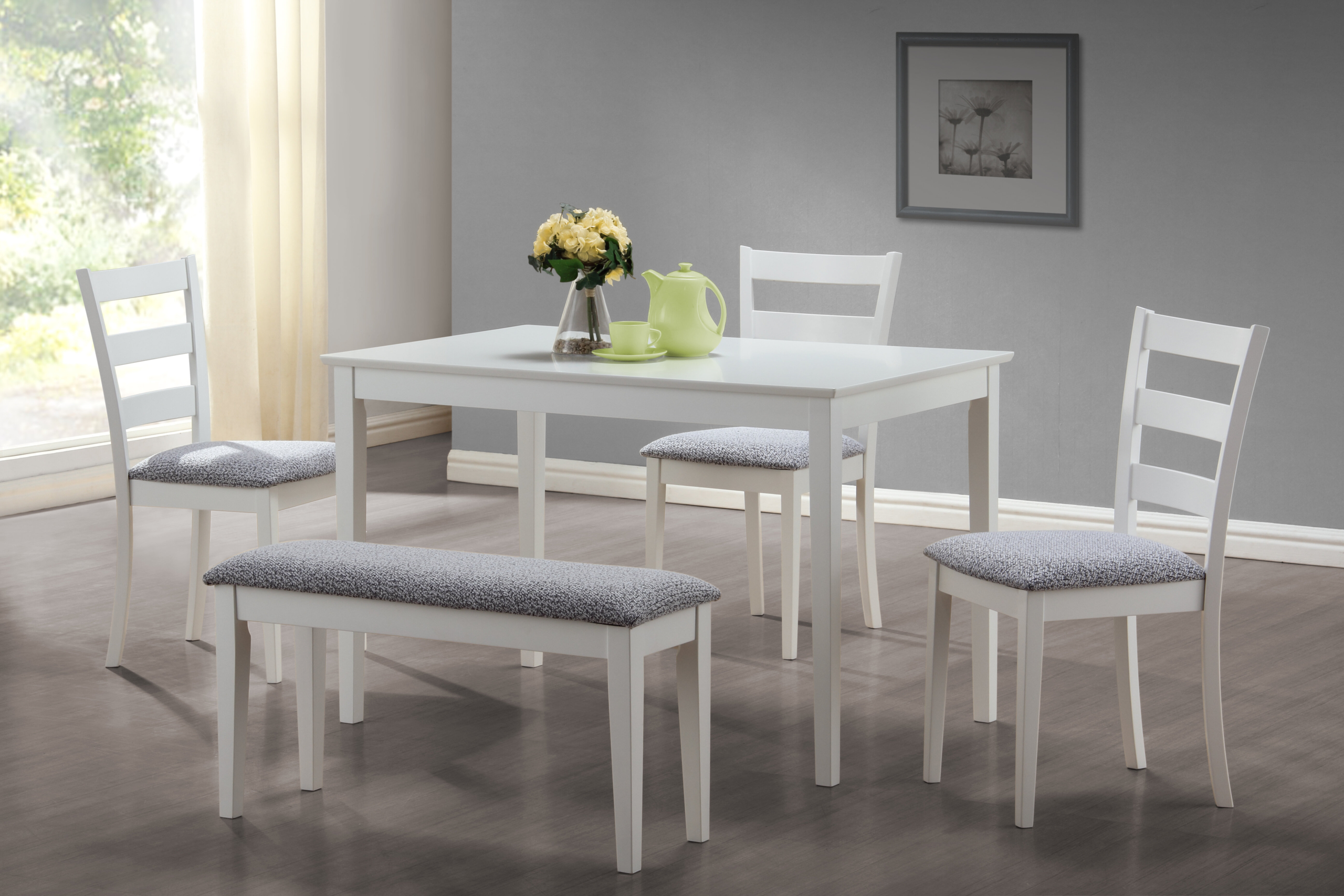 Monarch 5Pcs Dining Set With A Bench And 3 Side Chairs