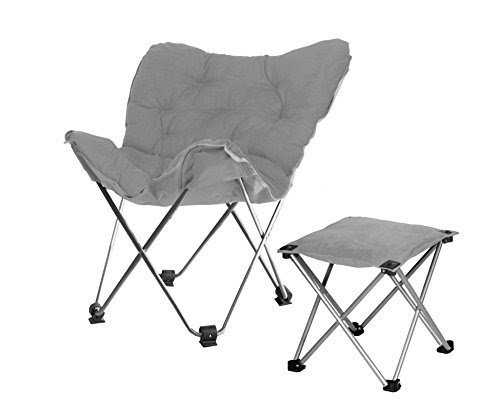 Rock Your Room Butterfly Chair with Footrest, Gray