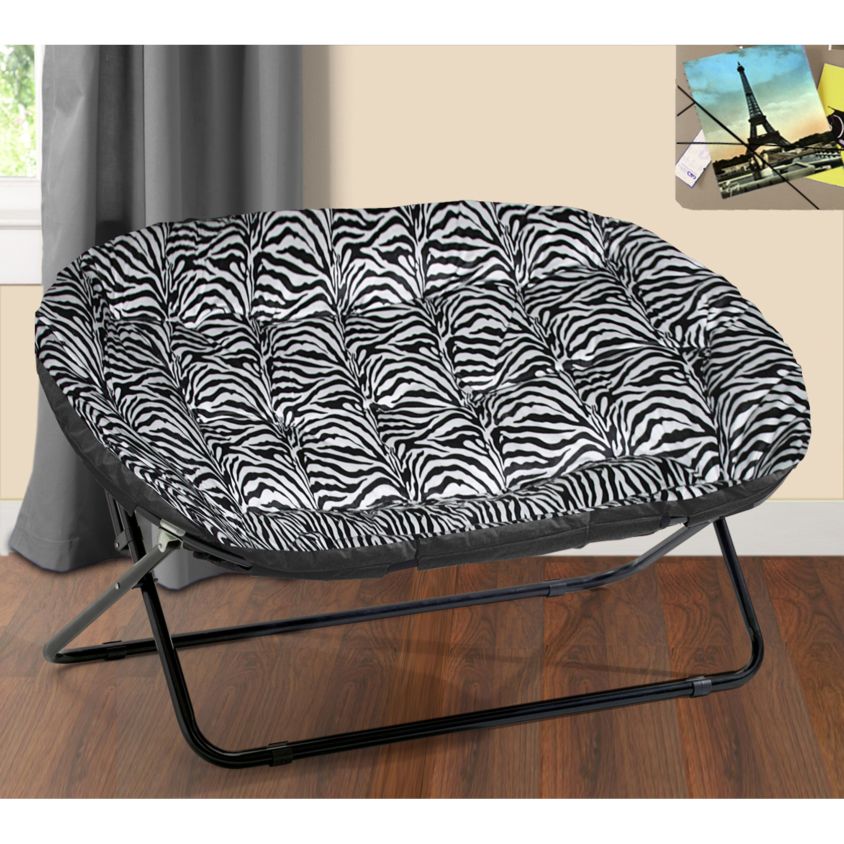 Urban Shop Double Saucer Chair, Zebra Royal Plush