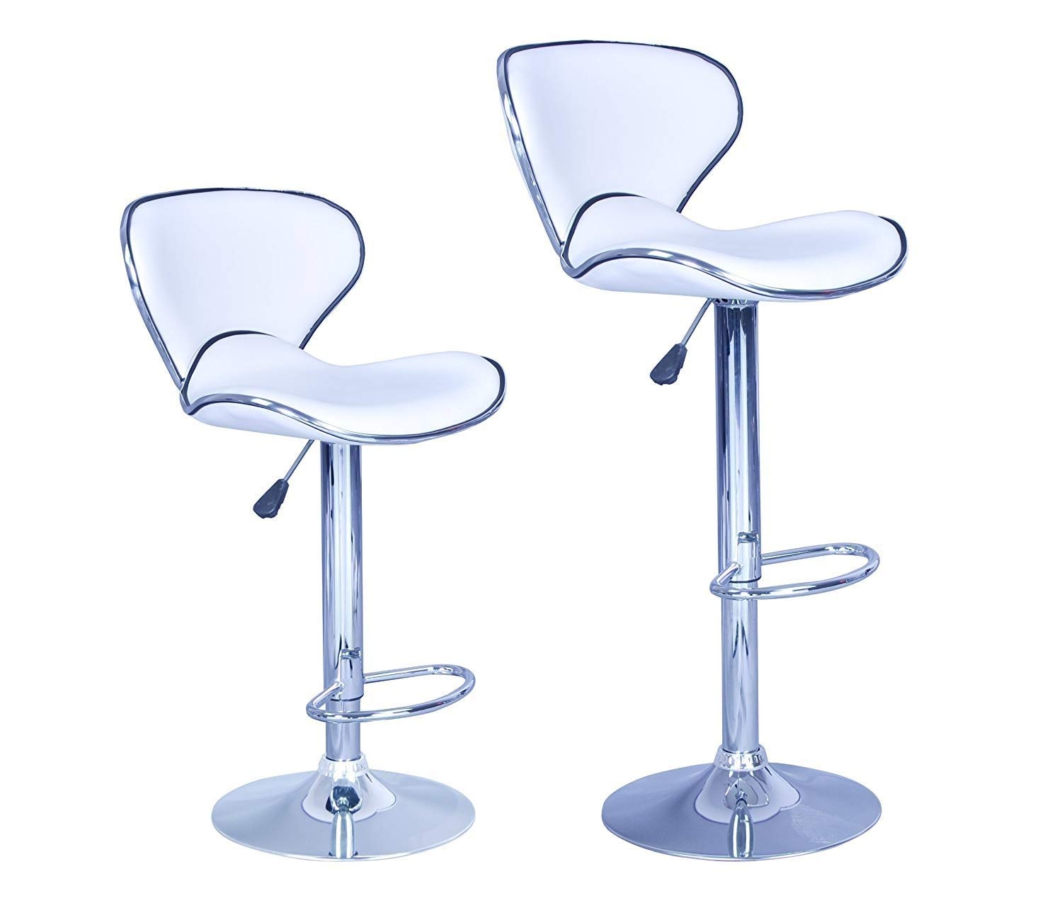 White Modern Adjustable Synthetic Leather Swivel Bar Stools Chairs B03-Sets of 2