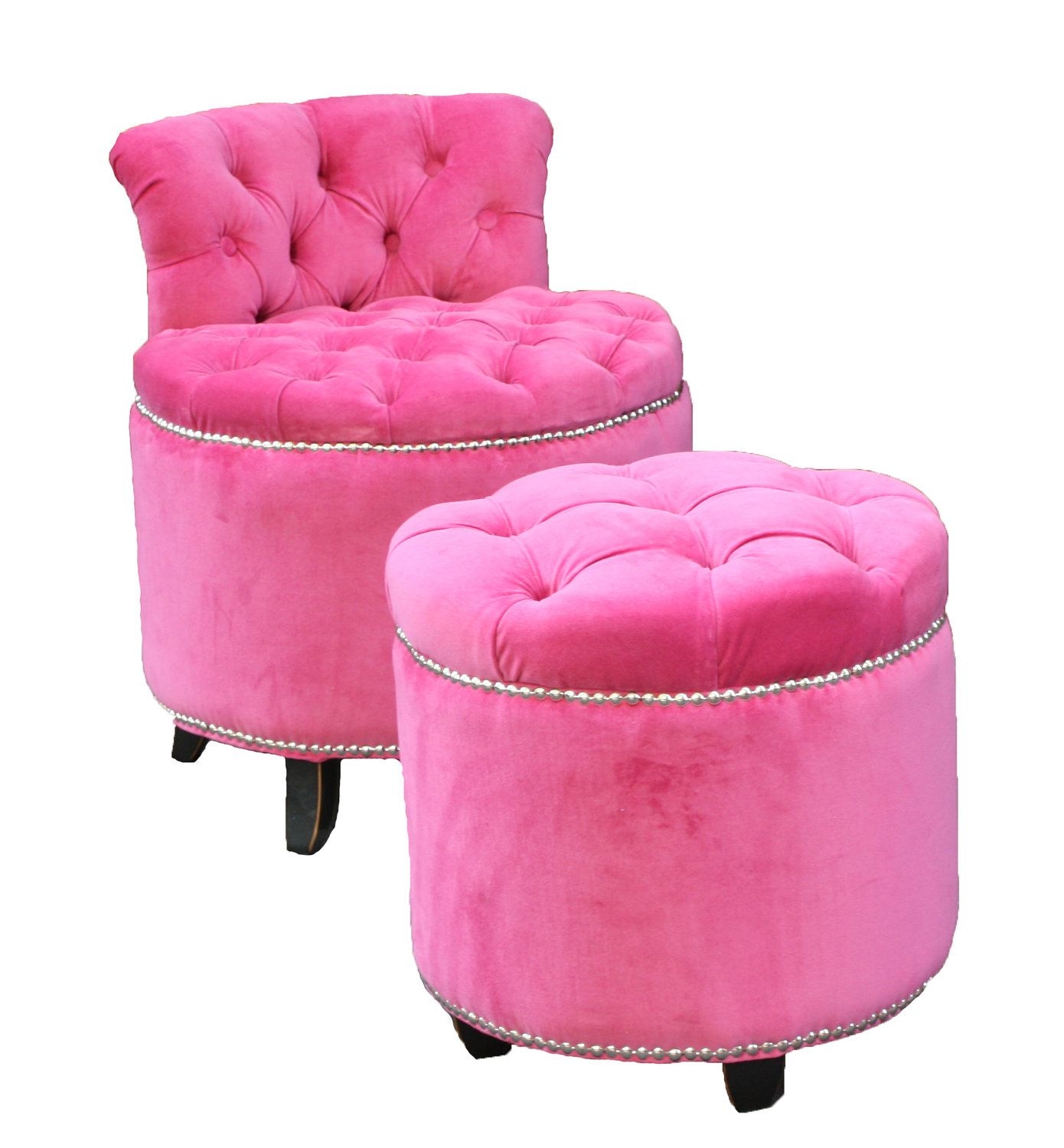 Beautiful pink armchair and stool