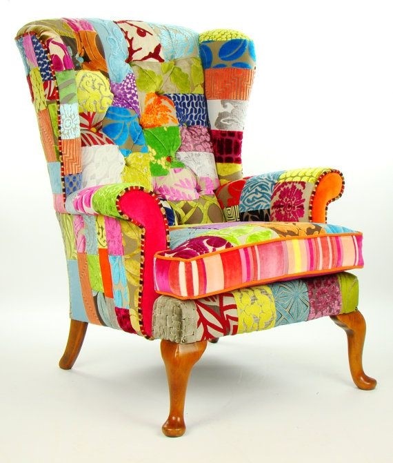 Bespoke patchwork parker knoll armchair