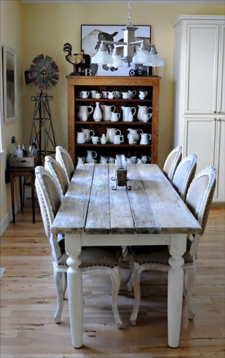 Farmhouse table with online fabric chairs