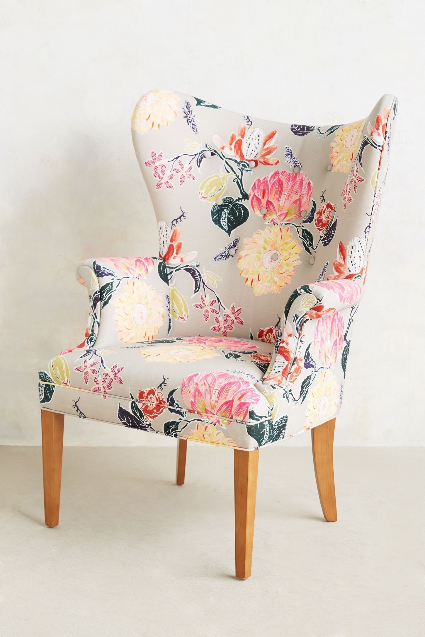 high back floral chair