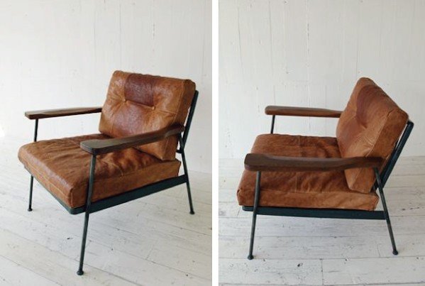 Metal and leather chair