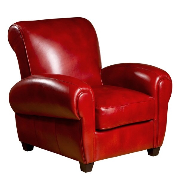 Miguel red leather press back club chair