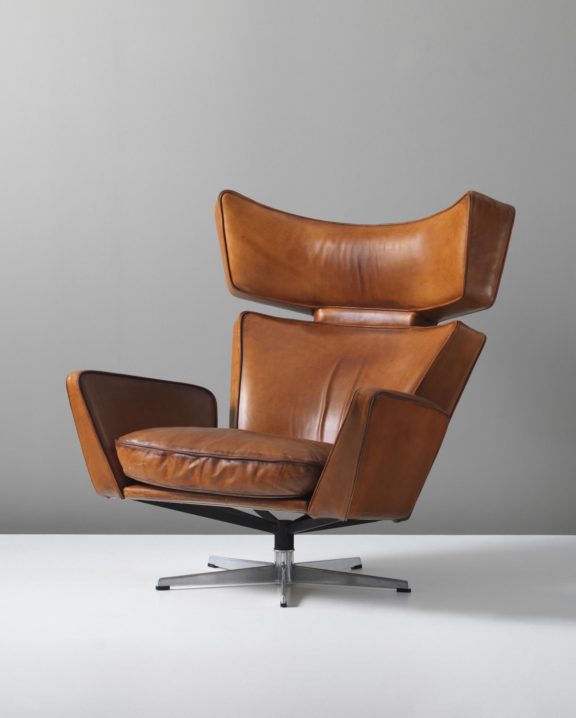 brown leather modern armchair