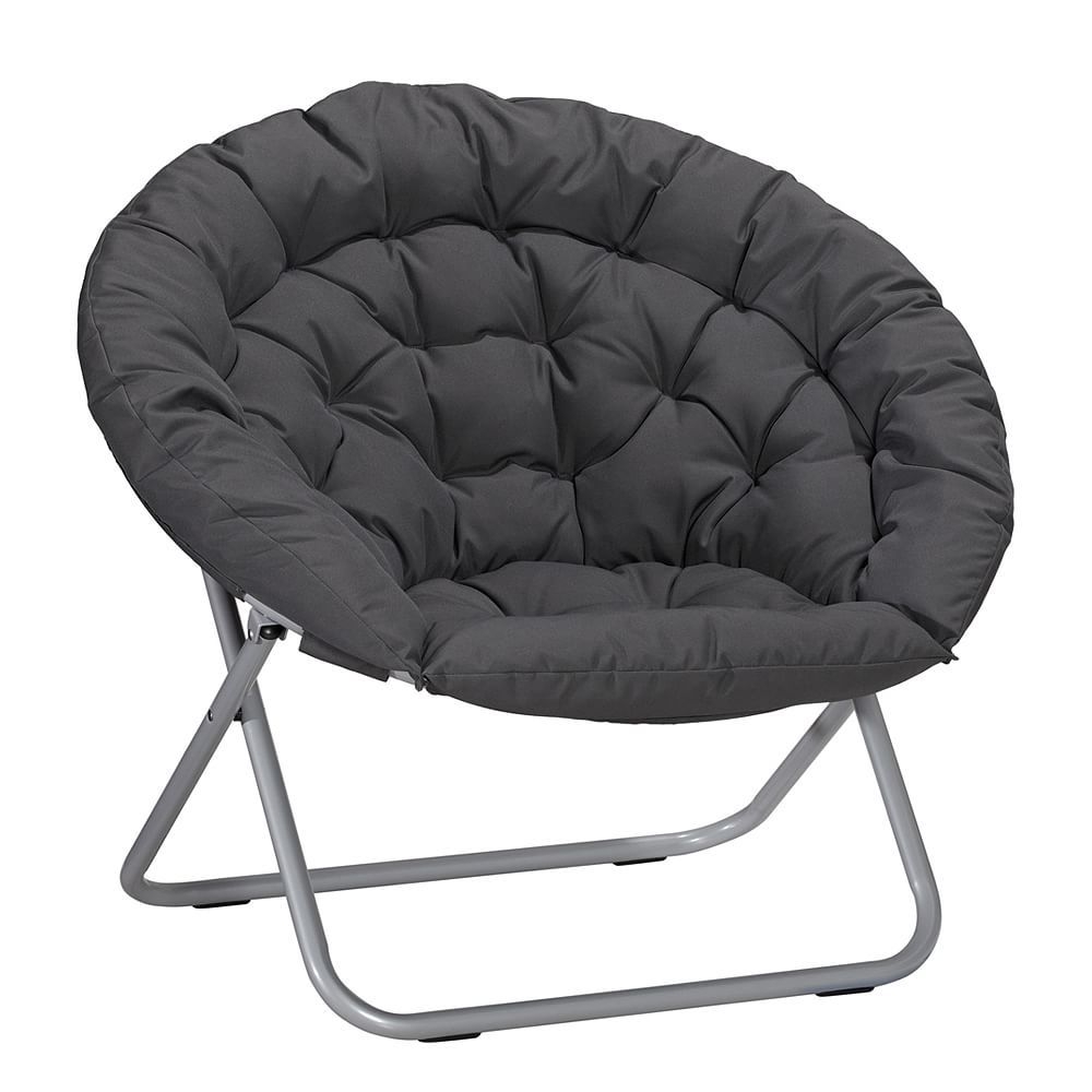 Oversized Folding Moon Chair, Multiple Colors, Large, Round (Black)