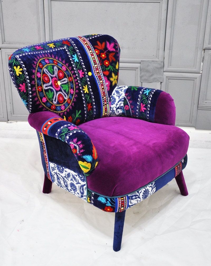 Velvet discount patchwork armchair