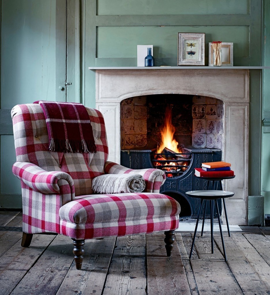 wingback chair plaid