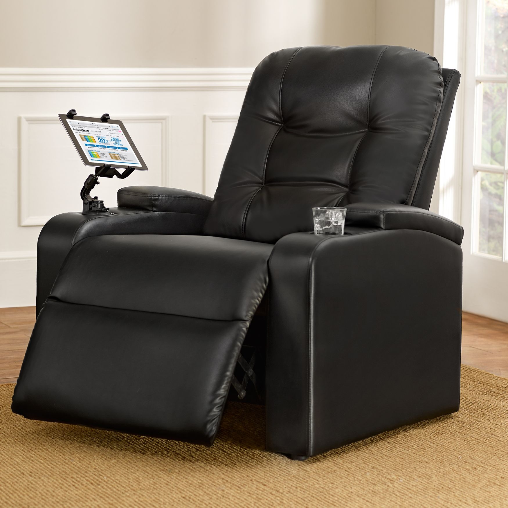 Plus+Size Living Brylanehome Extra Wide Tufted Recliner With Cup Holder And Removable Tablet Holder