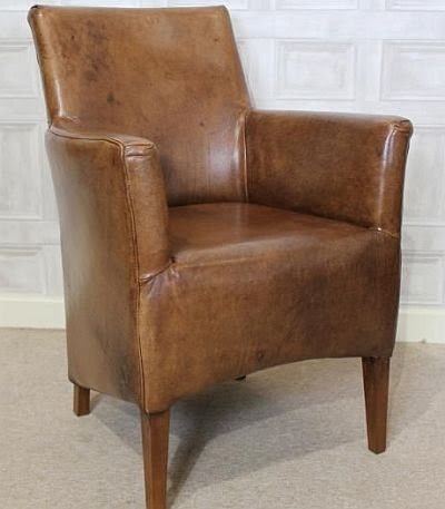 Small leather armchair a vintage style chair brown aged leather