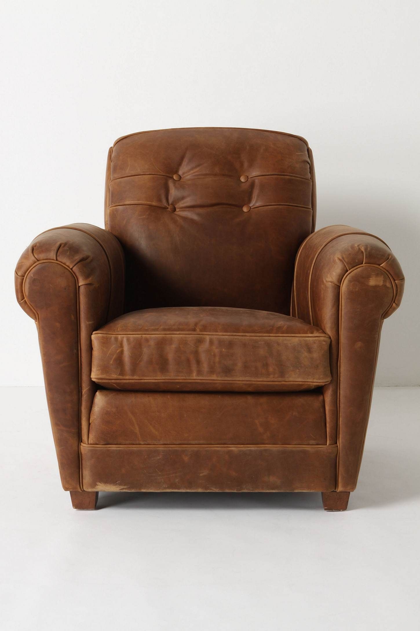 Small tan best sale leather armchair