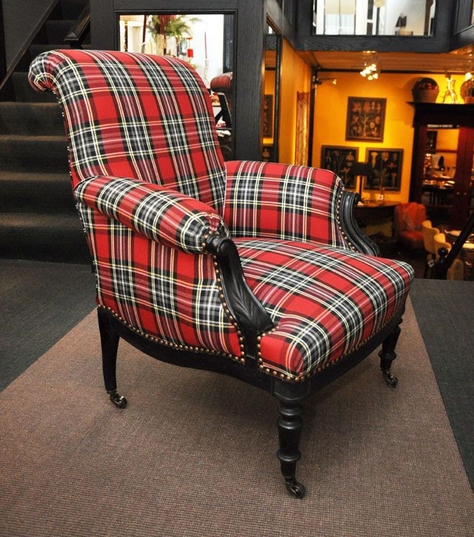 tartan armchairs second hand