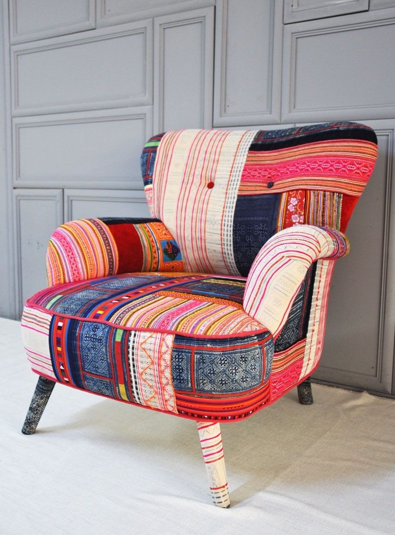 Patchwork chair and footstool hot sale