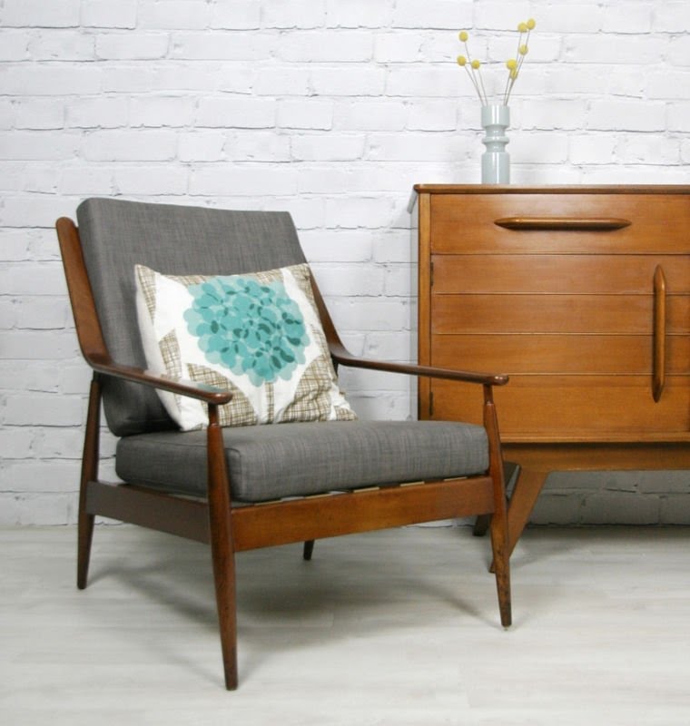 Vintage retro teak mid century danish style armchair chair eames