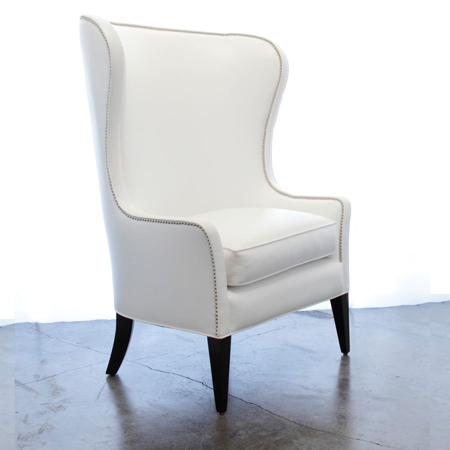 White leather wingback chair