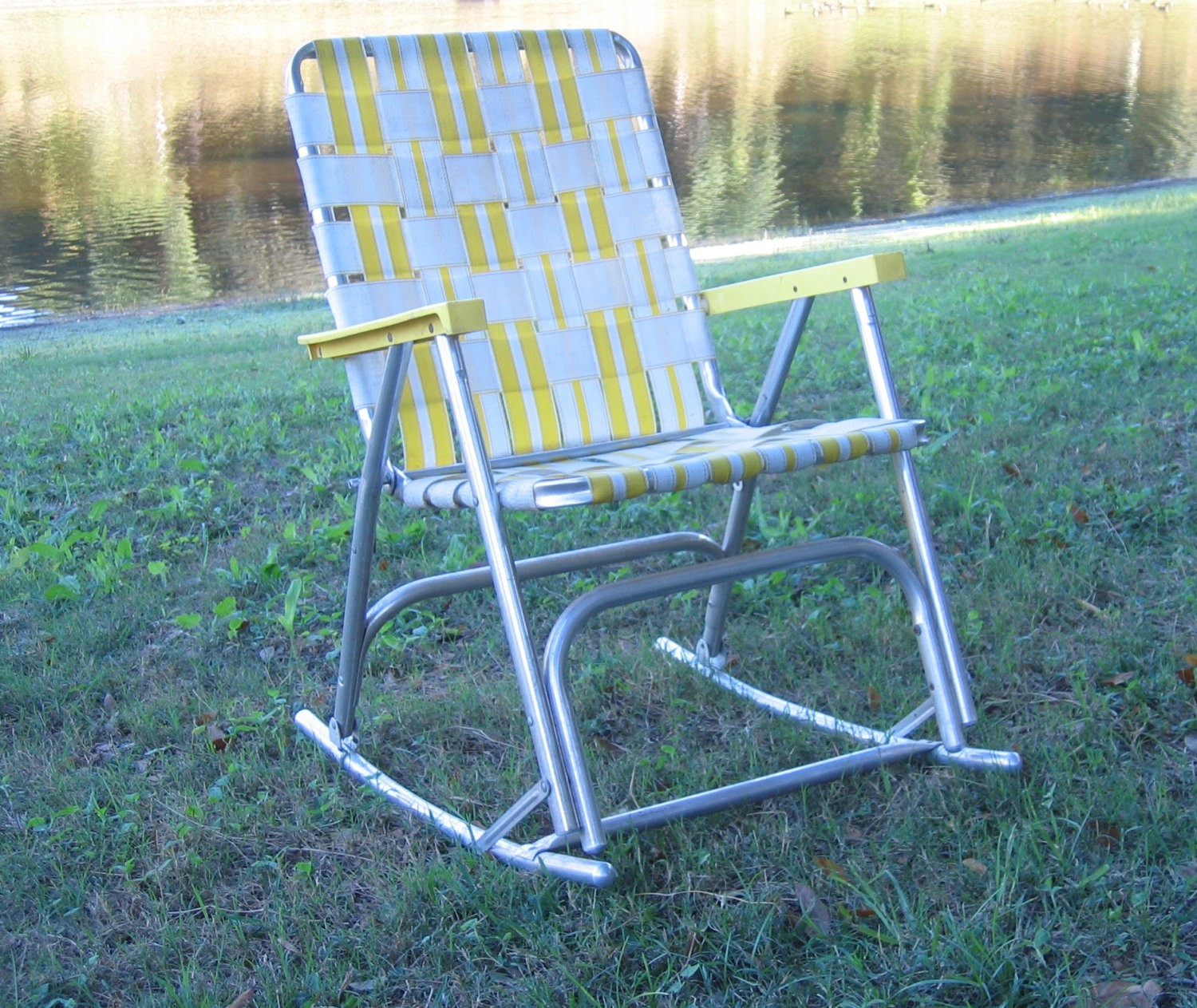 aluminum webbed rocking chair