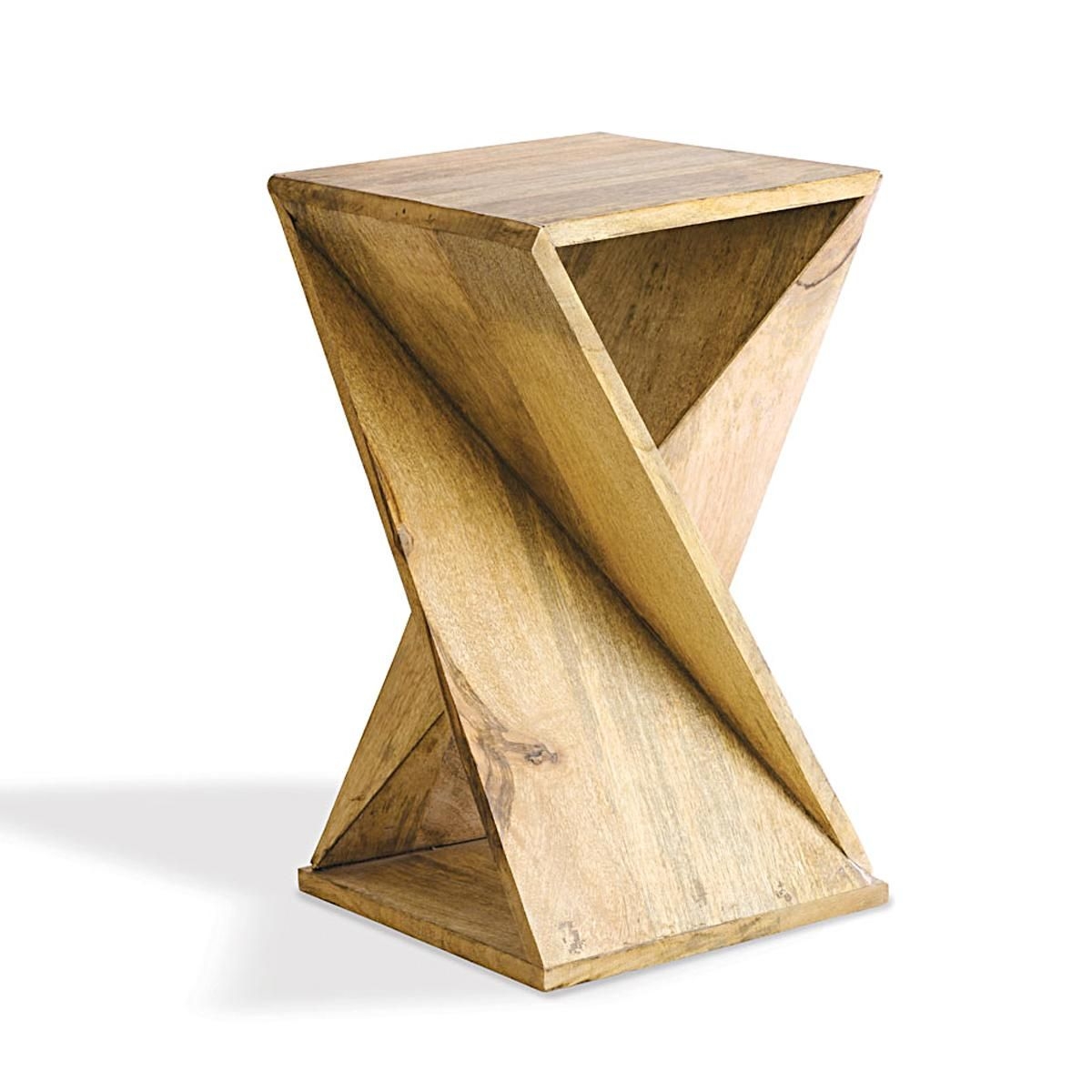 Square Modern Geometric Retro White Metal /& Wood End Side Storage Table