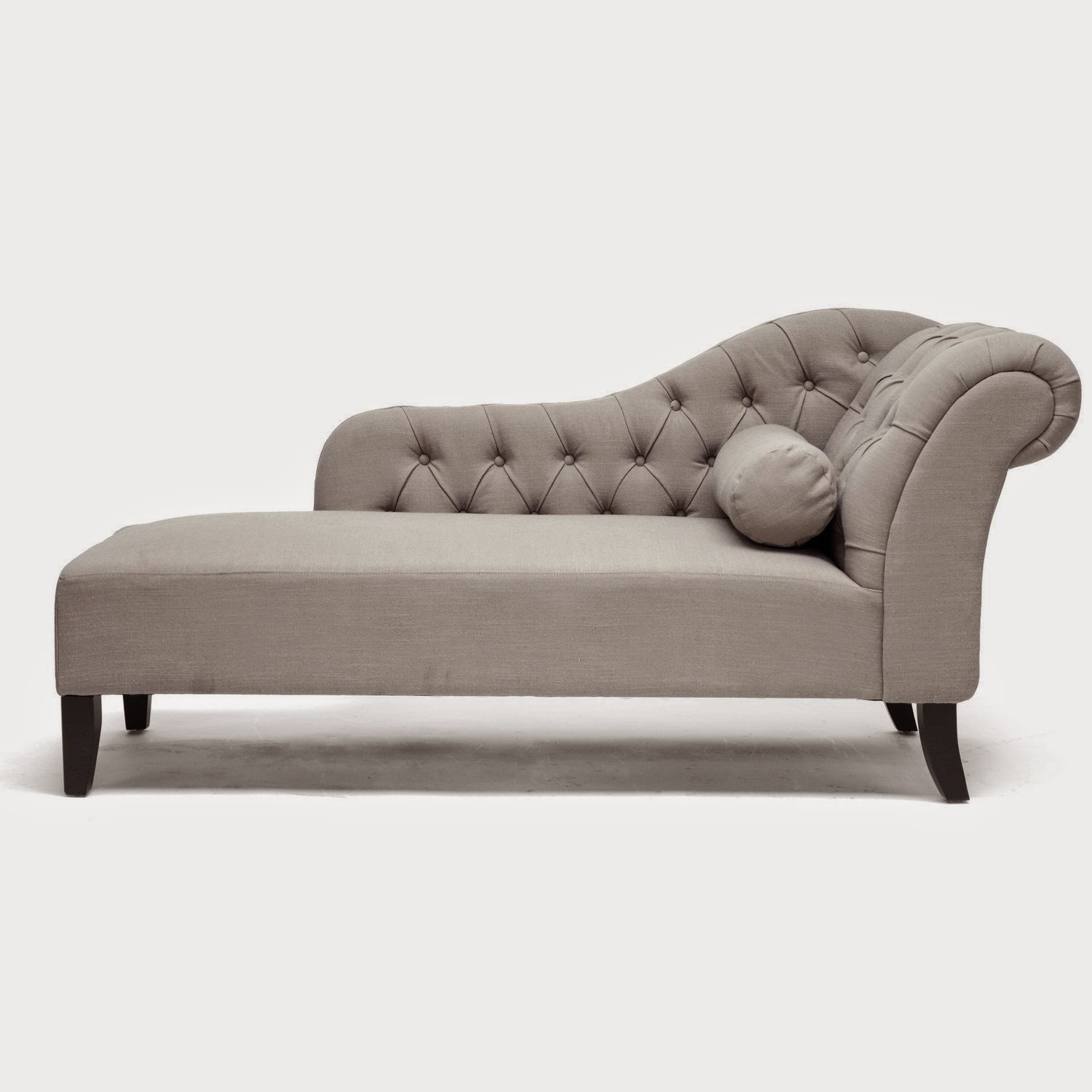 Baxton studio aphrodite tufted putty gray linen modern chaise lounge