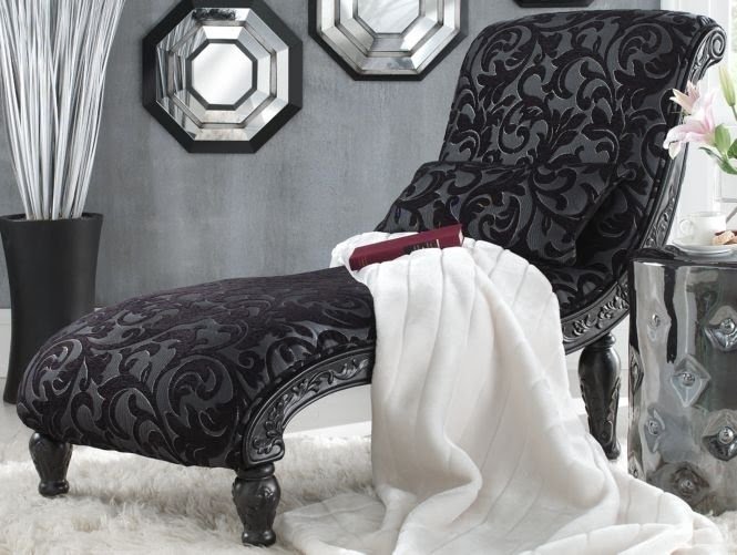 Black velvet chaise lounge