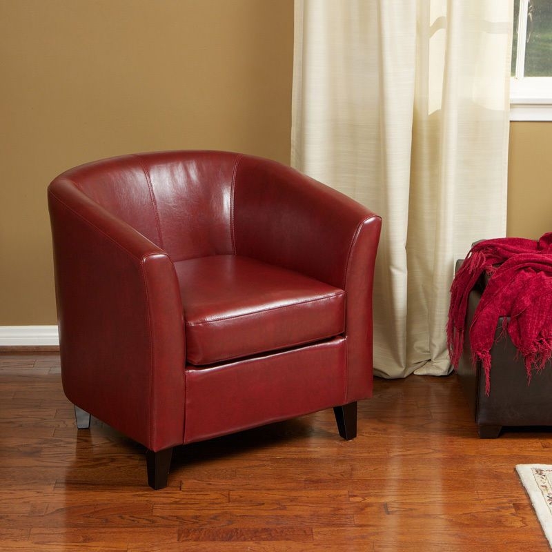 Christopher knight home oxblood red bonded leather tub club chair