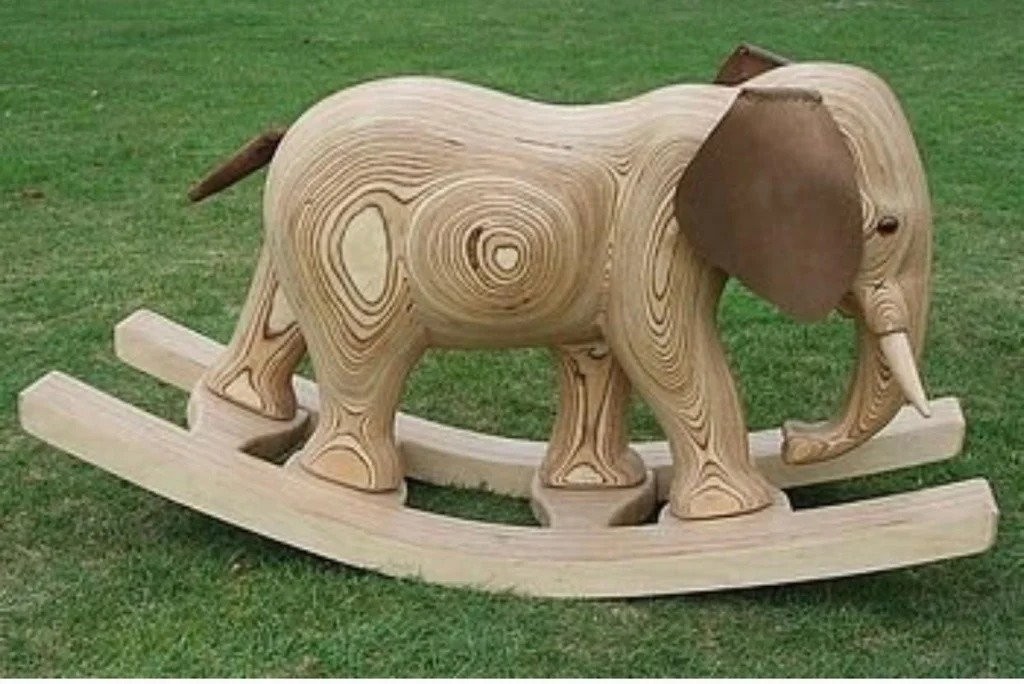 vintage wooden rocking elephant