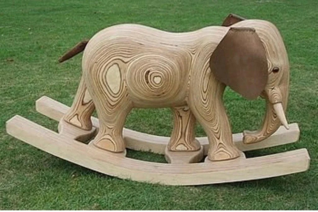 wooden elephant rocking horse