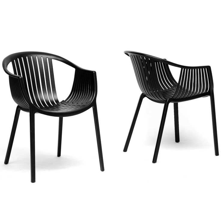 Grafton black plastic stackable modern dining chairs set of 2