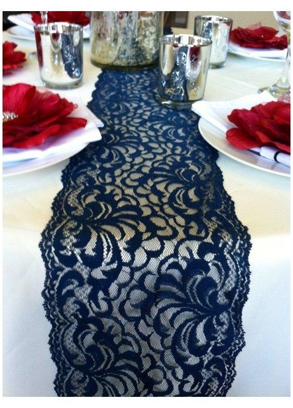 Navy blue vintage lace lace table