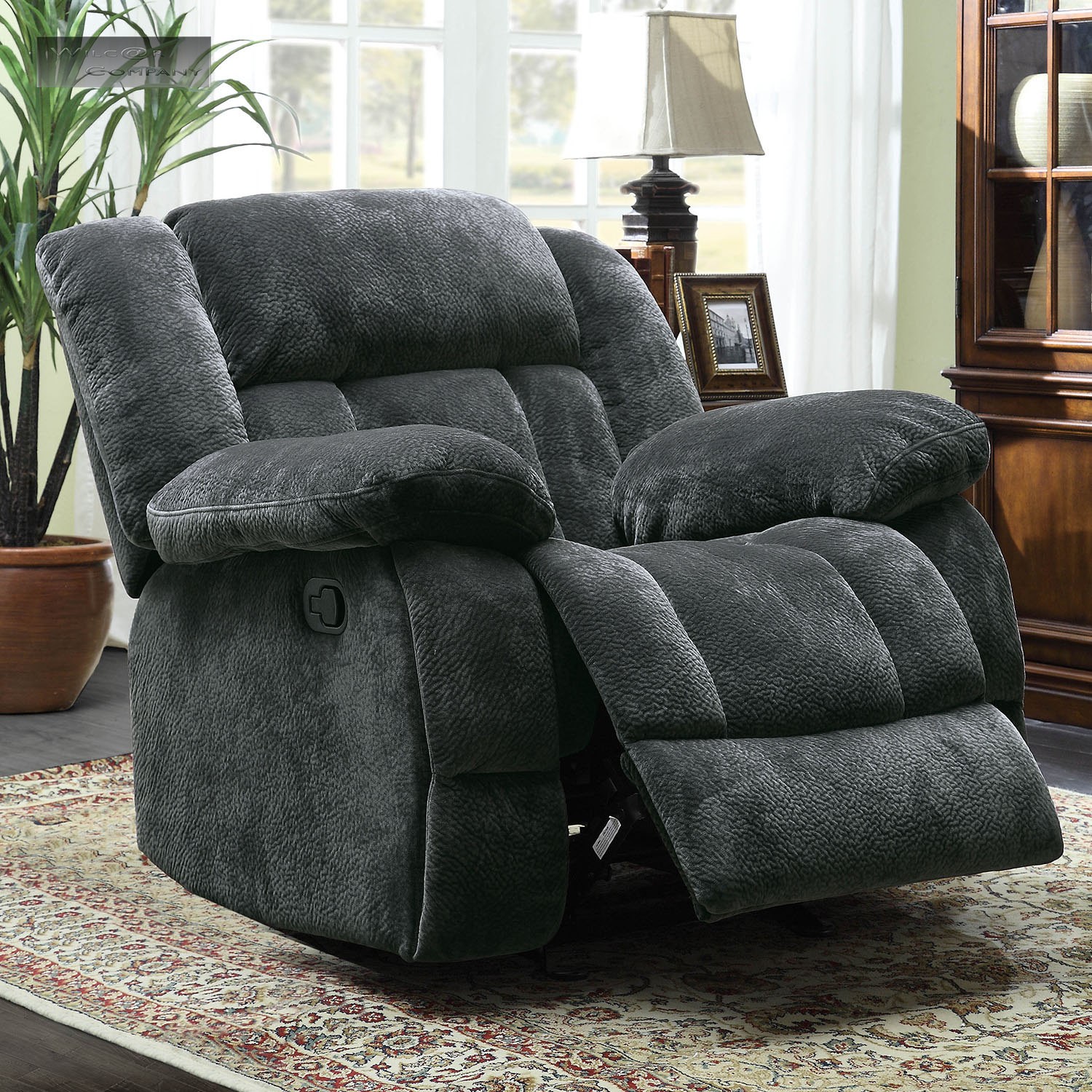 Double Seat Recliner Ideas On Foter   Overstock Mason Modern Gray Microfiber Glider Reclining Chair This Reclining Chair Provides Comfortable Seating And Is A Lovely Way To Give Your Home A Modern Update This Glider Chair Is Upholstered I 