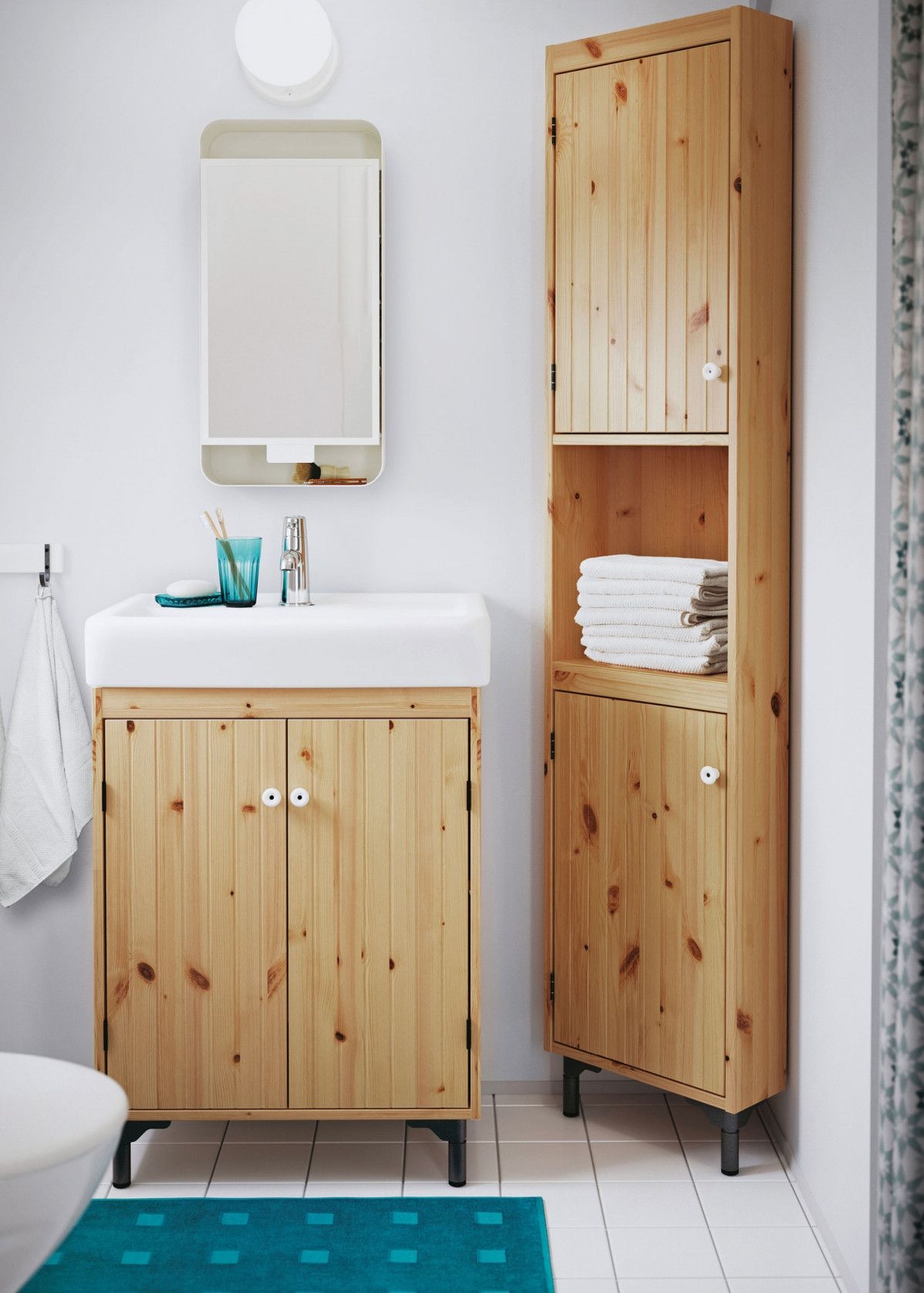 pine cabinets bathroom