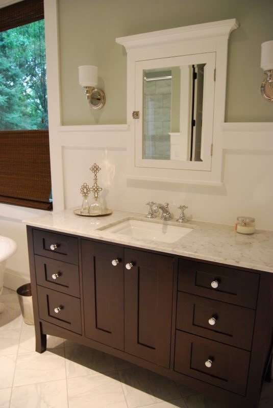 Recessed wood medicine cabinets with mirrors