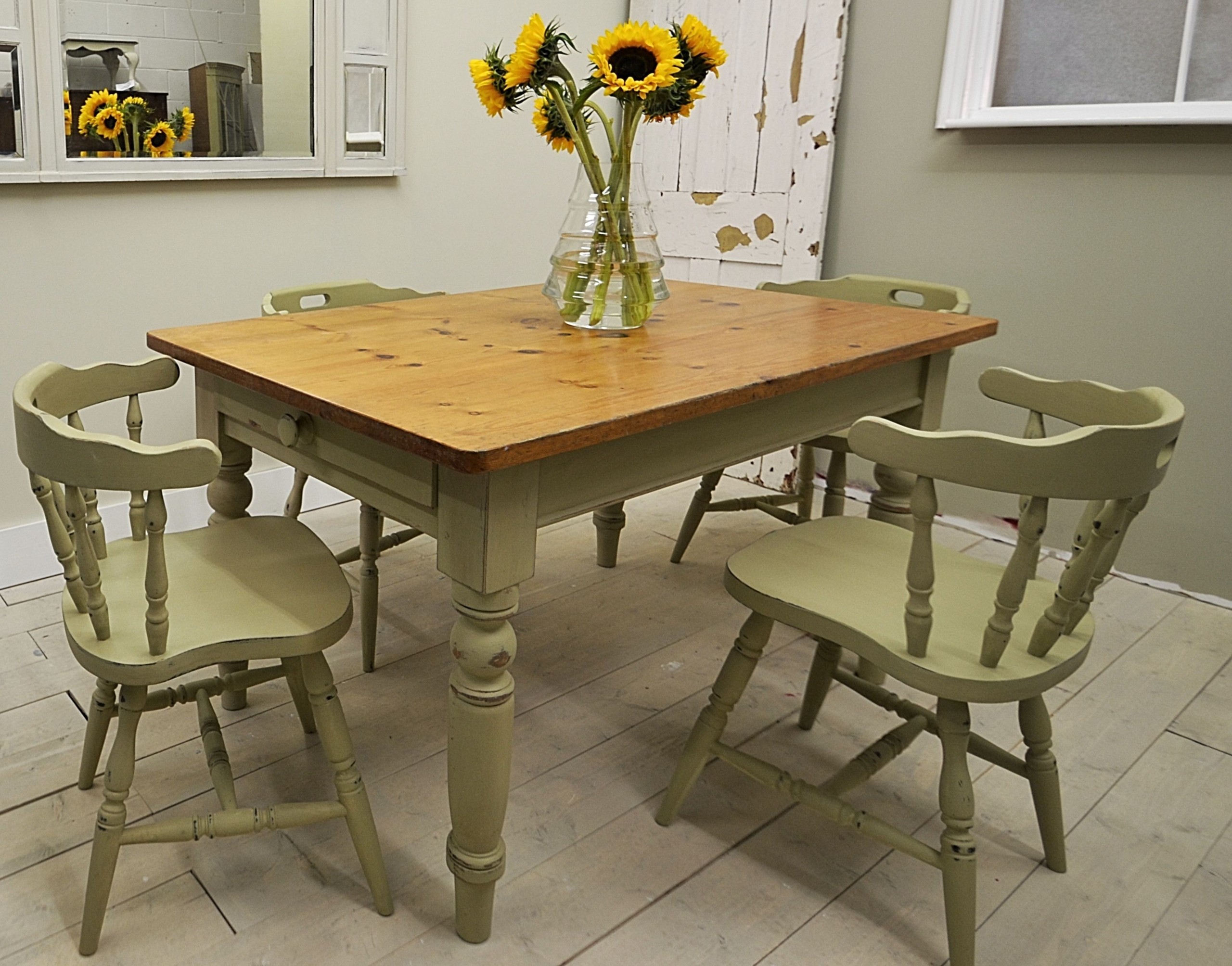 Shabby chic farmhouse dining table with