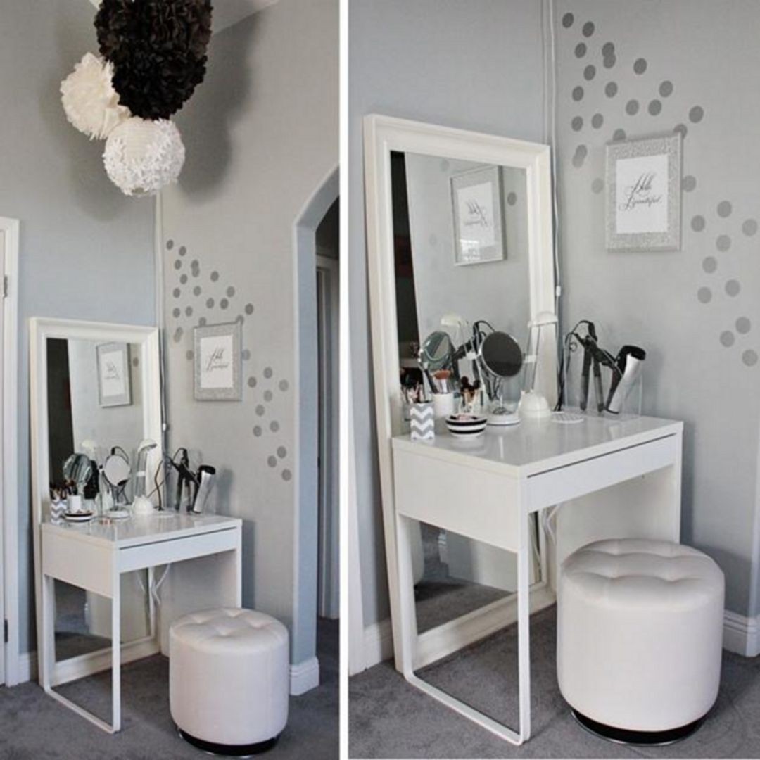 small makeup vanity with mirror