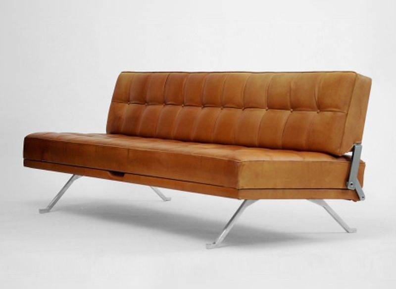 Armless leather sofa
