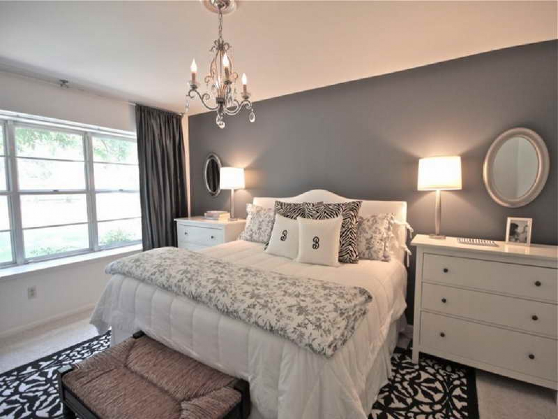 grey bedroom with grey furniture