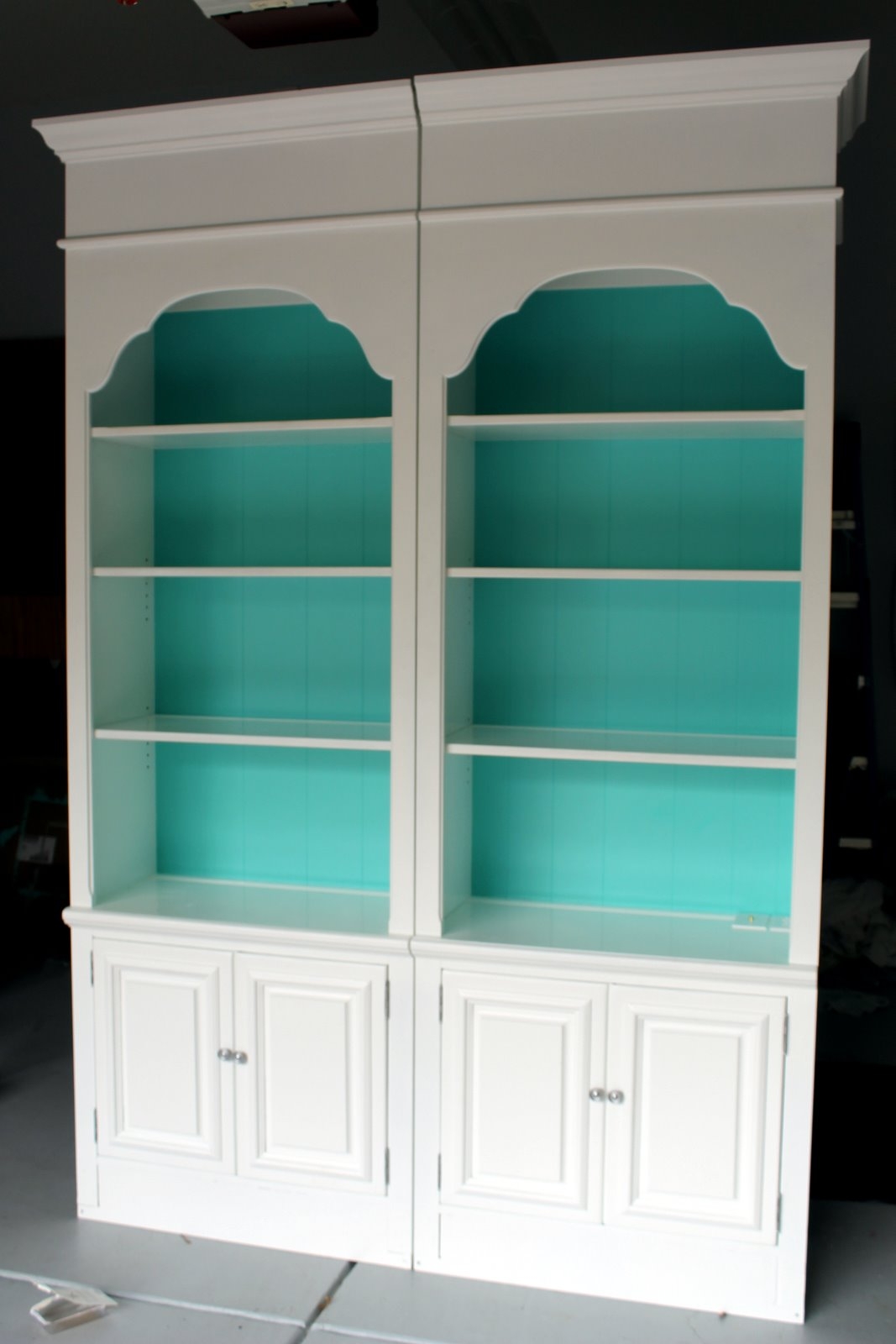 Blue bookcases