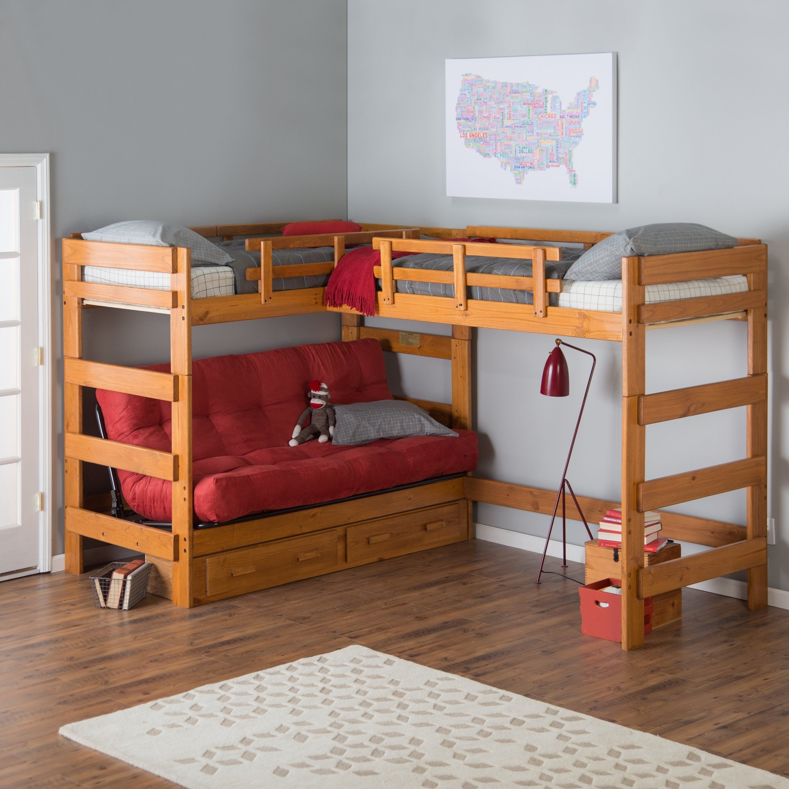 Corner loft best sale bunk beds