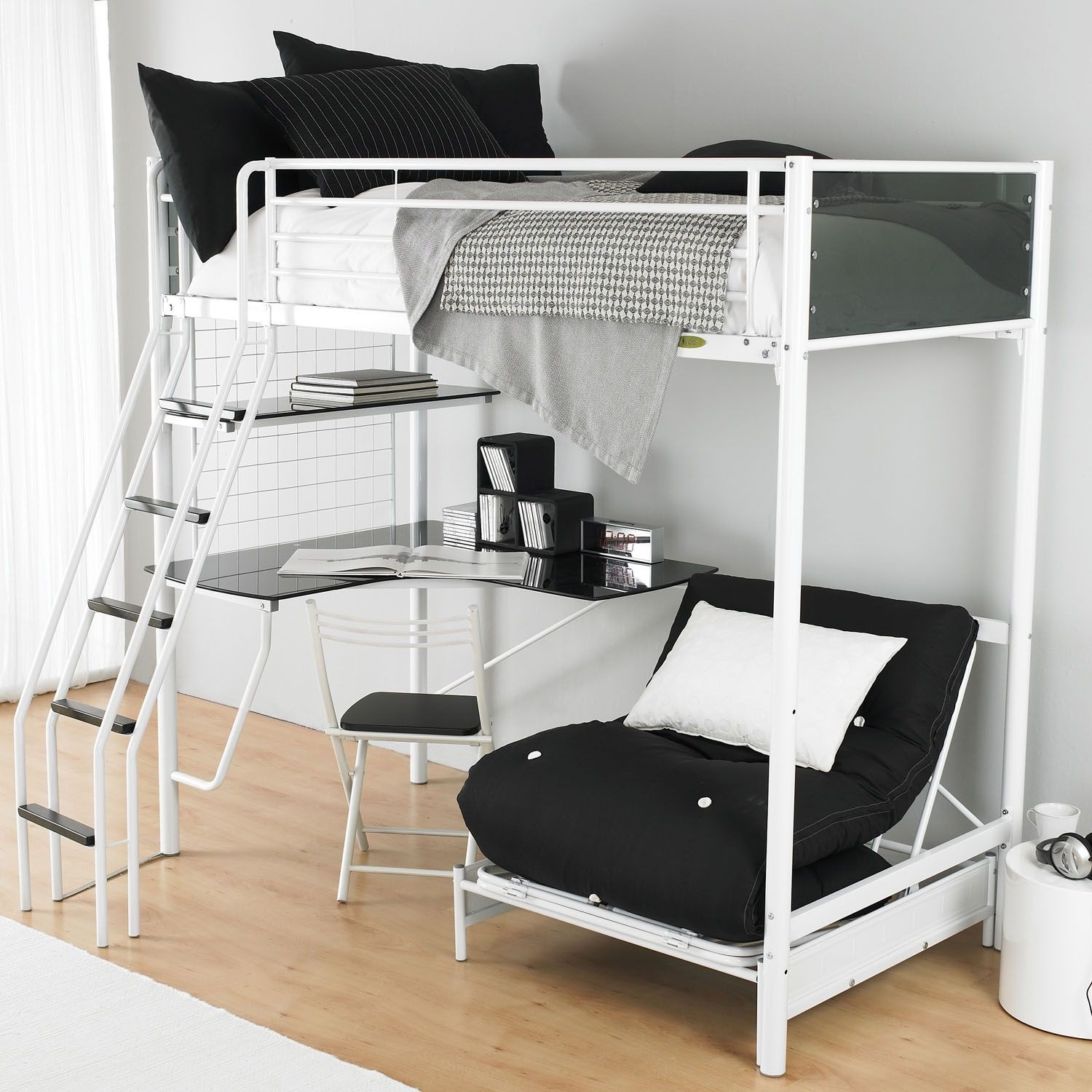 full size loft bed over futon