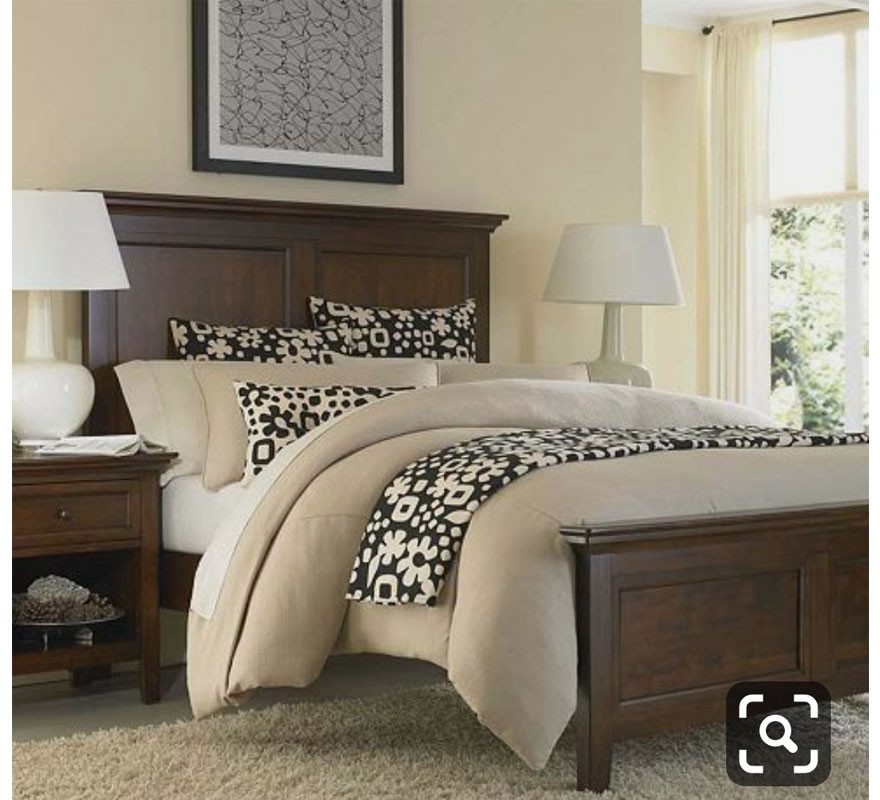 Gray and brown bedroom