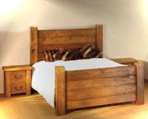 Handmade chunky solid wooden pine single double kingsize bed frame