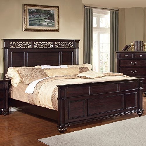 Jensen Transitional Style Dark Walnut Finish Eastern King Size 6-Piece Bedroom Set