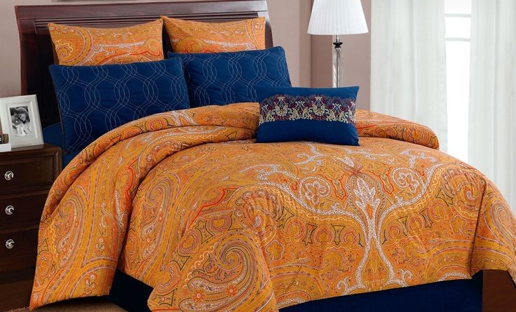Orange and purple bedding