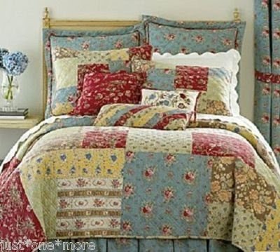 Patchwork french cottage quilt set w bonus pillow new