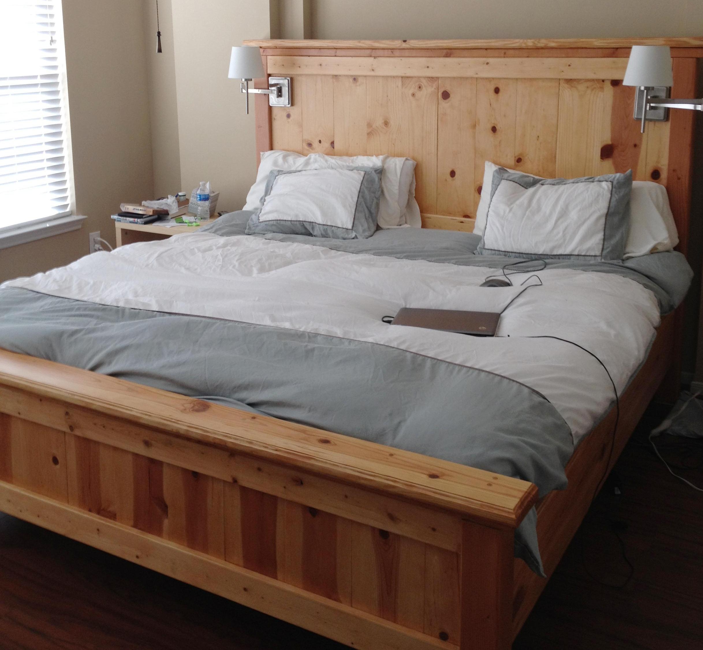 Pine headboard online double bed