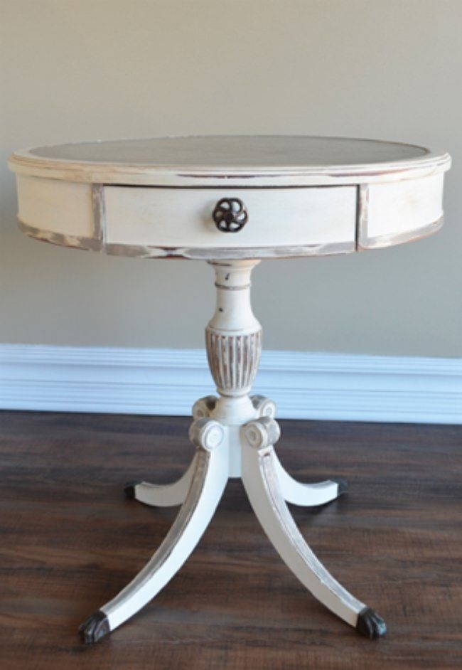 Round drum end table